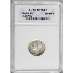 1942/1 10C --Cleaned--ANACS. AU50 Details. Tin-gray and 