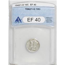 1942/1-D 10C XF40 ANACS. Little of the underlying 1 is 