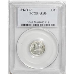 1942/1-D 10C AU50 PCGS. FS-010.8. An untoned and lustr 
