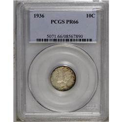 1936 10C PR66 PCGS. Moderate mirrors shine beneath the 