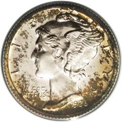 1936 10C PR67 PCGS. Splashes of russet-gold and sea-gr 