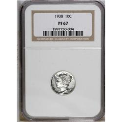 1938 10C PR67 NGC. The lush, mirrored silver-blue surf 