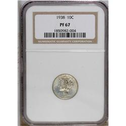 1938 10C PR67 NGC. The centers are brilliant, but daub 