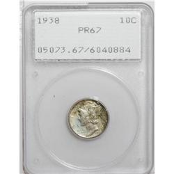 1938 10C PR67 PCGS. Moderately reflective despite hazy 