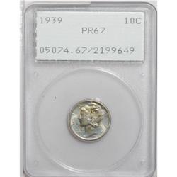1939 10C PR67 PCGS. The milky green patina that covers 