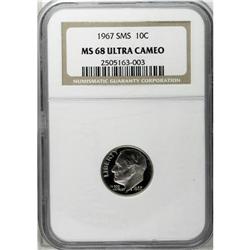 1967 10C SMS MS68 Ultra Cameo NGC. Nicely frosted and 