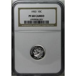 1953 10C PR68 Cameo NGC. A shining piece that has a fi 