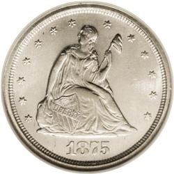 1875-S 20C MS65 NGC. Breen-3875, Doubled "$" Mintmark; 