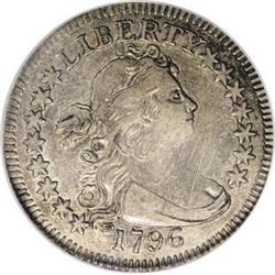 1796 25C VF25 PCGS. B-2, R.3. Light tan-gold and powd 