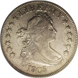 1805 25C XF45 PCGS. B-2, R.3. The remaining luster is 