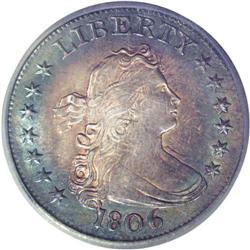 1806 25C AU58 ICG. B-9, R.1. Die State VI. The obverse 