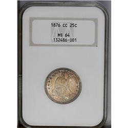 1876-CC 25C MS64 NGC. A lustrous and solidly struck pi 