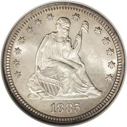 1885 25C MS67 NGC. Quarter dollars struck throughout t 