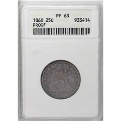 1860 25C PR63 ANACS. Type Two Obverse, Type One Revers 
