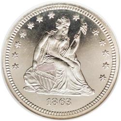 1863 25C PR66 Cameo NGC. 