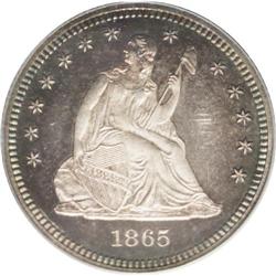 1865 25C PR65 Cameo PCGS. This Civil War proof issue h 