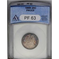 1869 25C PR63 ANACS. A violet and red-orange specimen 