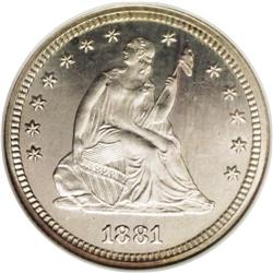 1881 25C PR66 NGC. A razor-sharp proof, with deeply re 