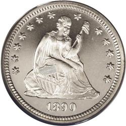 1890 25C PR66 Cameo PCGS. Icy devices confirm the Came 