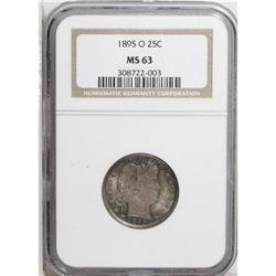 1895-O 25C MS63 NGC. The strike is typical, though onl 