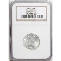 1896 25C MS65 NGC. Booming luster and delicate tan ton 