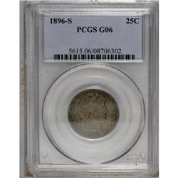 1896-S 25C Good 6 PCGS. Well-worn but appealing with g 