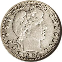 1901-S 25C --Cleaned--ANACS. VF30 Details. The vast maj 