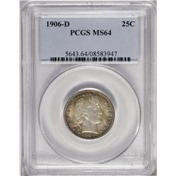 1906-D 25C MS64 PCGS. Orange-gold, lipstick-red, and p 