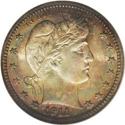 1911-S 25C MS67 NGC. Shimmering, frosted surfaces of p 