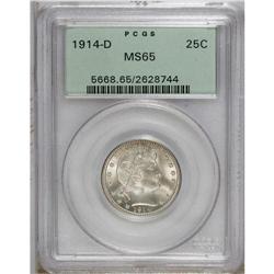 1914-D 25C MS65 PCGS. A solidly struck and scarcely-to 