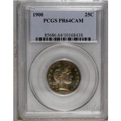 1900 25C PR64 Cameo PCGS. Rich golden patina and occas 