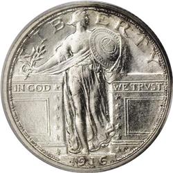 1916 25C MS64 Full Head PCGS. The 1916 quarter, struck 