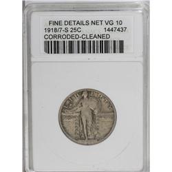 1918/7-S 25C --Corroded, Cleaned--ANACS. Fine Details, 