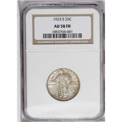 1923-S 25C AU58 Full Head NGC. Nicely struck with near 