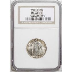 1923-S 25C MS63 Full Head NGC. Delicate champagne and 