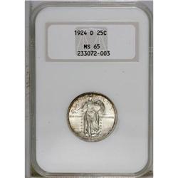 1924-D 25C MS65 NGC. Golden-brown borders frame brilli 