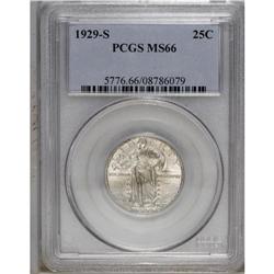 1929-S 25C MS66 PCGS. Highly lustrous and unusually we 