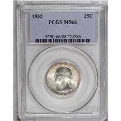 1932 25C MS66 PCGS. A solidly struck Premium Gem with 