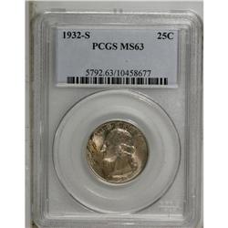 1932-S 25C MS63 PCGS. Rose and heather obverse toning 