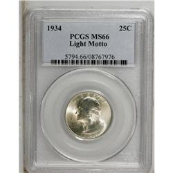 1934 25C Light Motto MS66 PCGS. Solidly struck overall 