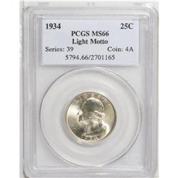 1934 25C Light Motto MS66 PCGS. Medium green-gold toni 