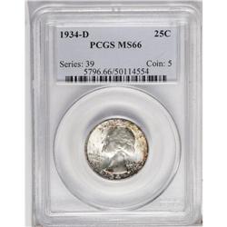 1934-D 25C Heavy Motto MS66 PCGS. Rich golden-brown an 