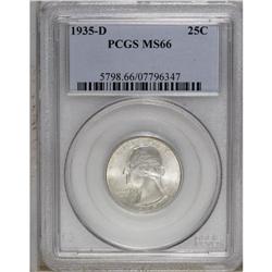 1935-D 25C MS66 PCGS. A solidly struck piece with pret 