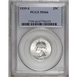 1935-S 25C MS66 PCGS. A practically untoned Premium Ge 
