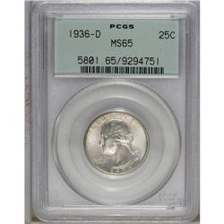 1936-D 25C MS65 PCGS. A satiny Gem with smooth design 