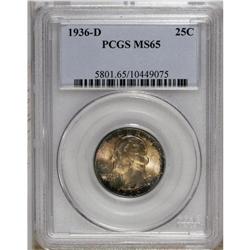 1936-D 25C MS65 PCGS. The colorful obverse has red, vi 