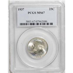 1937 25C MS67 PCGS. Solidly struck and highly lustrous 
