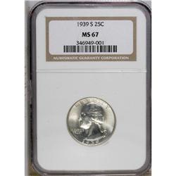 1939-S 25C MS67 NGC. A hint of gold toning decorates t 