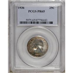 1936 25C PR65 PCGS. Thin orange patina covers much of 