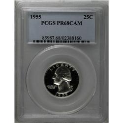 1955 25C PR68 Cameo PCGS. The flashy, untoned surfaces 
